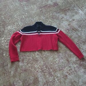 Brandy Melville Cropped Ribbed Half Zip Sweater